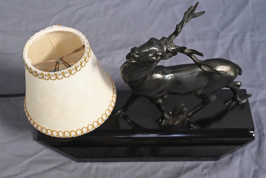 Best Pamono Art Deco Deer Table Lamp, 1930s