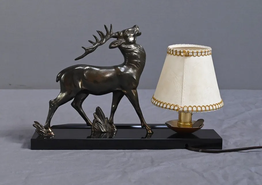 Best Pamono Art Deco Deer Table Lamp, 1930s