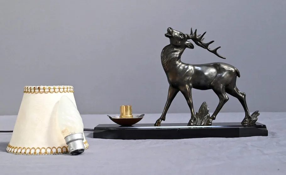 Best Pamono Art Deco Deer Table Lamp, 1930s