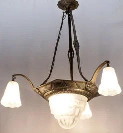 Hot Pamono Art Deco Degué Chandelier in Glass Paste, 1930s