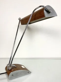 Online Pamono Art Deco Desk Lamp in Chromed Iron and Wood by Eileen Gray for Jumo