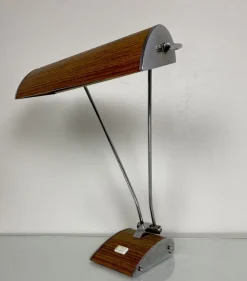 Online Pamono Art Deco Desk Lamp in Chromed Iron and Wood by Eileen Gray for Jumo