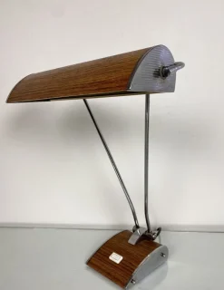 Online Pamono Art Deco Desk Lamp in Chromed Iron and Wood by Eileen Gray for Jumo