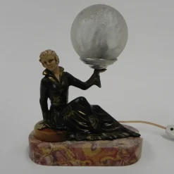 Outlet Pamono Art Deco Desk Lamp with Woman and Globe, 1920s