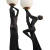 New Pamono Art Deco Ebonized Plaster Nude Feminine Form Table Lamps, 1930s, Set of 2