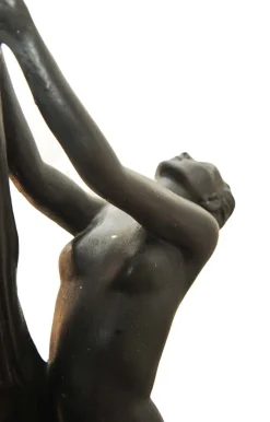 New Pamono Art Deco Ebonized Plaster Nude Feminine Form Table Lamps, 1930s, Set of 2