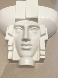 Clearance Pamono Art Deco Egyptian Pharaoh Face Sconce by Saint Clément Ceramic, France, 1960s, Set of 2