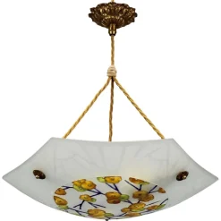New Pamono Art Deco Enameled and Frosted Glass Pendant Light from Loys Lucha, 1930s