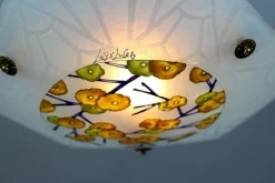 New Pamono Art Deco Enameled and Frosted Glass Pendant Light from Loys Lucha, 1930s