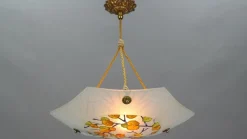 New Pamono Art Deco Enameled and Frosted Glass Pendant Light from Loys Lucha, 1930s
