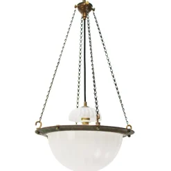 New Pamono Art Deco English Moonstone Plafonnier Pendant Light from Jefferson, 1920s