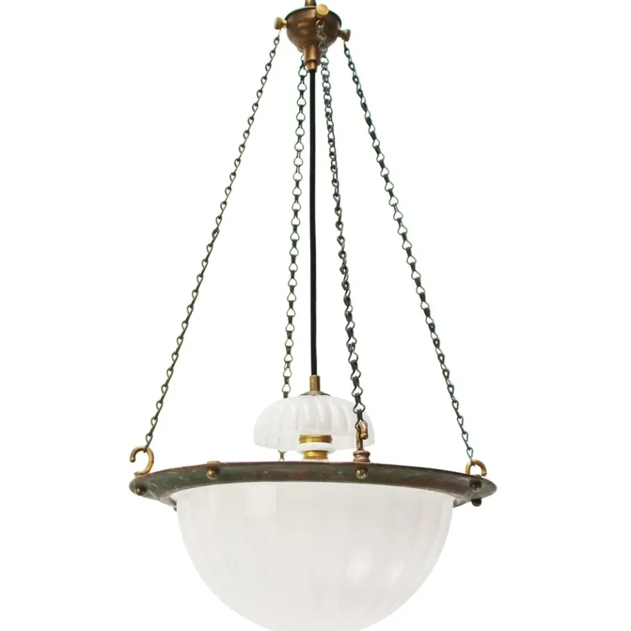 New Pamono Art Deco English Moonstone Plafonnier Pendant Light from Jefferson, 1920s