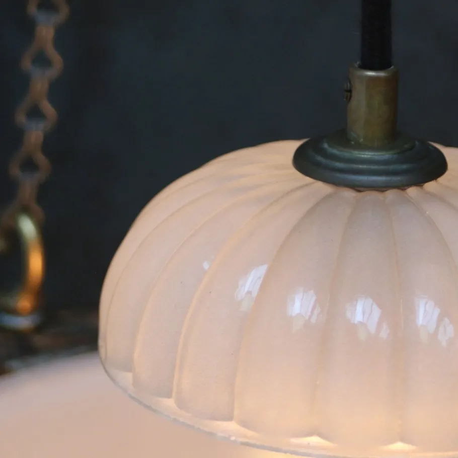 New Pamono Art Deco English Moonstone Plafonnier Pendant Light from Jefferson, 1920s