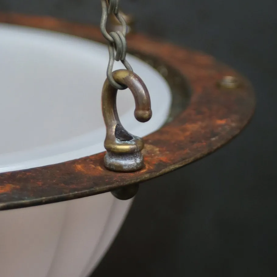 New Pamono Art Deco English Moonstone Plafonnier Pendant Light from Jefferson, 1920s