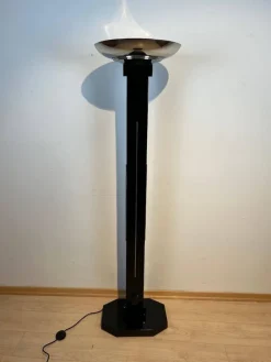 Hot Pamono Art Deco Floor Lamp, Black Lacquer and Chrome, France circa 1930