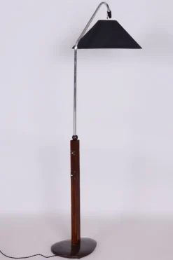 Sale Pamono Art Deco Floor Lamp in Beech & Chrome-Plated Steel, Czech, 1930s