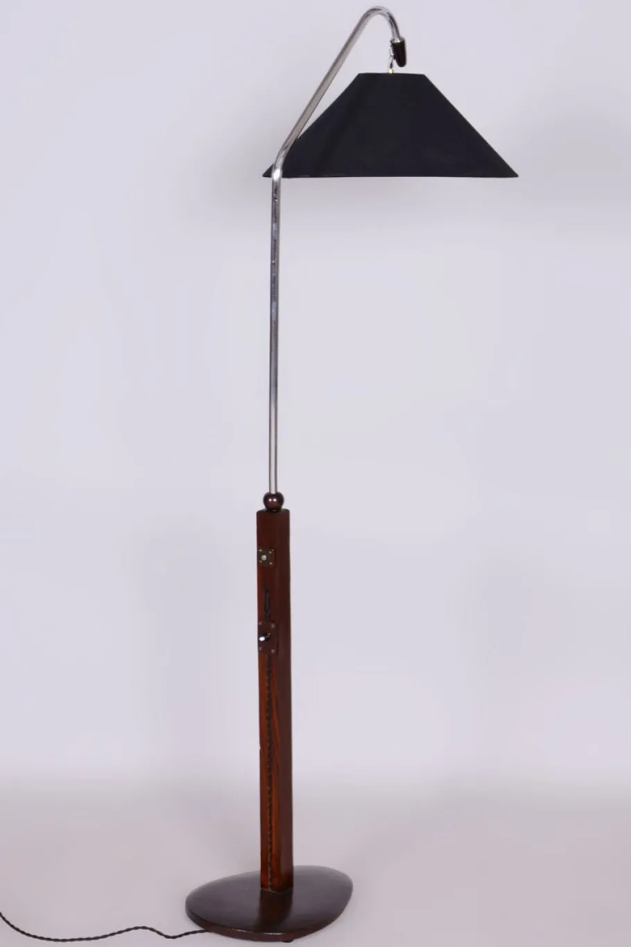Sale Pamono Art Deco Floor Lamp in Beech & Chrome-Plated Steel, Czech, 1930s