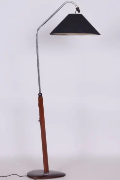 Sale Pamono Art Deco Floor Lamp in Beech & Chrome-Plated Steel, Czech, 1930s