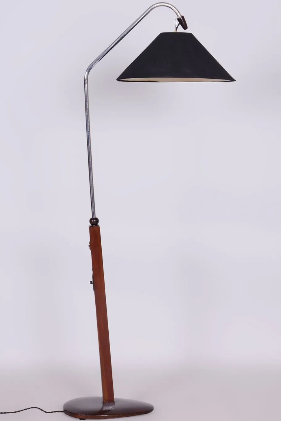 Sale Pamono Art Deco Floor Lamp in Beech & Chrome-Plated Steel, Czech, 1930s