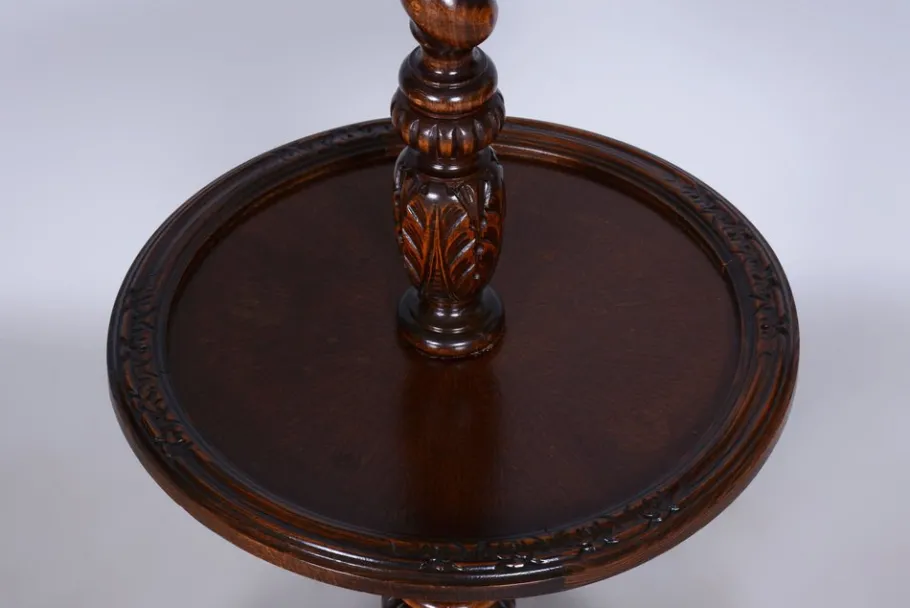 Pamono Art Deco Floor Lamp in Oak & Textile, Czech, 1920s