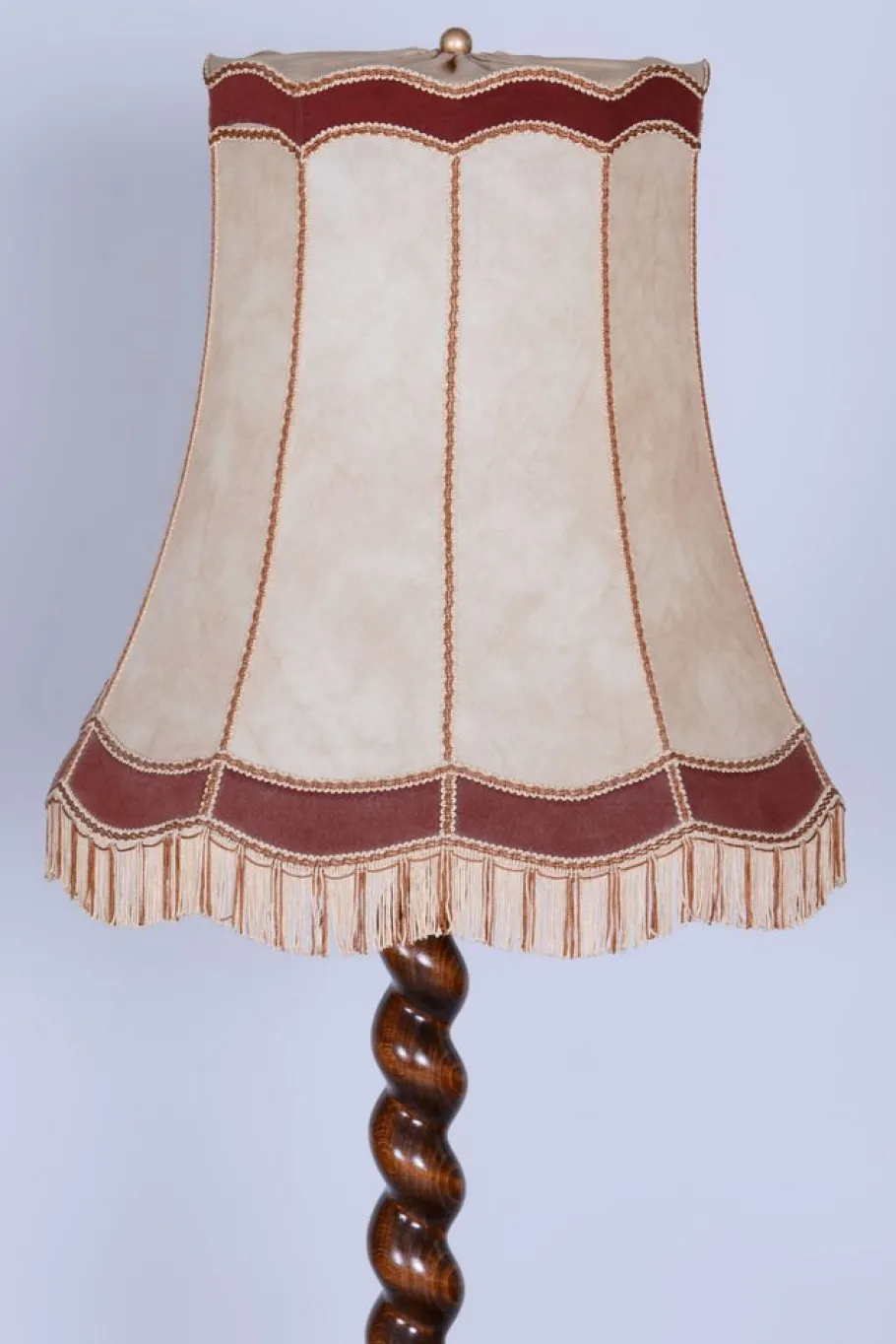 Pamono Art Deco Floor Lamp in Oak & Textile, Czech, 1920s
