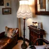 New Pamono Art Deco Floor Lamp in Turned Walnut Wood, 1890s