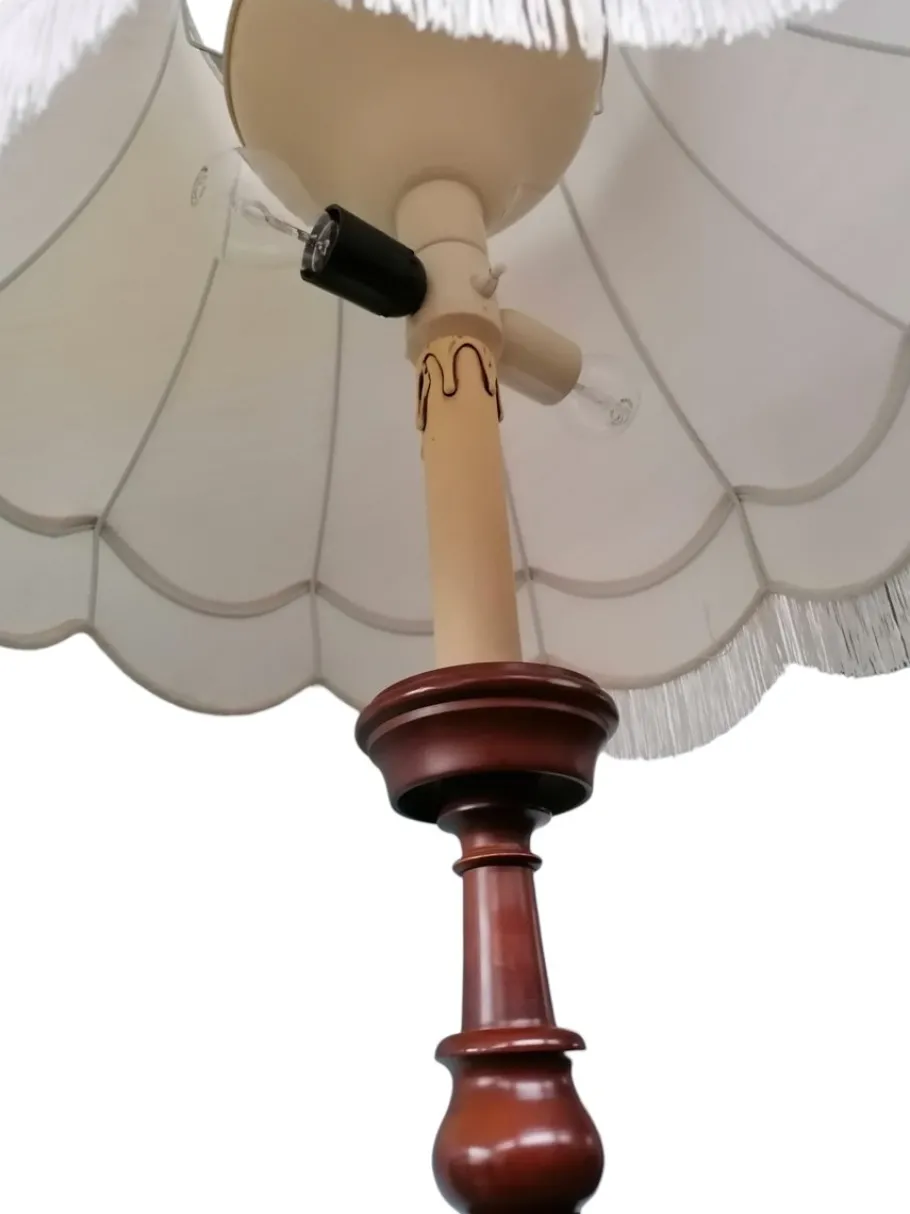 New Pamono Art Deco Floor Lamp in Turned Walnut Wood, 1890s