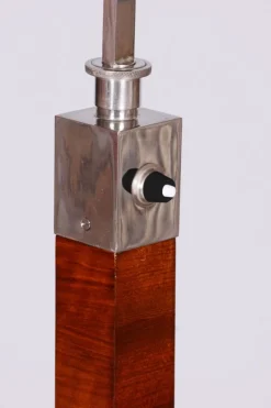 Discount Pamono Art Deco Floor Lamp in Walnut, Chrome-Plated Steel & Glass, Czechia, 1930s