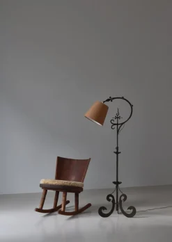 Hot Pamono Art Deco Floor Lamp in Wrought Iron, 1930s