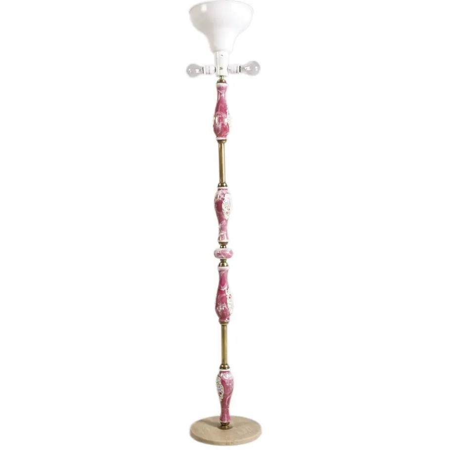Online Pamono Art Deco Floor Lamp with Gilt Brass Stem and Porcelain Inserts by Richard Ginori, 1930s