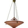 Online Pamono Art Deco French Brass and Etched Red Pink Glass Pendant Light, 1920s