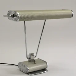 Pamono Art Deco French Charcoal Grey & Chrome Table Lamp by Eileen Gray for Jumo, 1940s