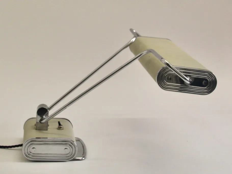 Pamono Art Deco French Charcoal Grey & Chrome Table Lamp by Eileen Gray for Jumo, 1940s