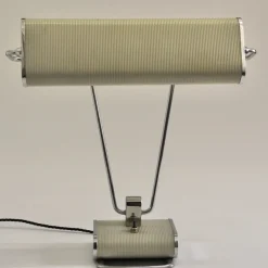 Pamono Art Deco French Charcoal Grey & Chrome Table Lamp by Eileen Gray for Jumo, 1940s