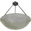 New Pamono Art Deco French Chromed Brass and Frosted Glass Pendant Light by Noverdy, 1930s