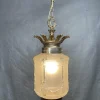 New Pamono Art Deco French Frosted Glass Pendant Light, 1930s