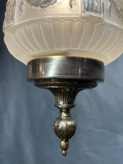 New Pamono Art Deco French Frosted Glass Pendant Light, 1930s