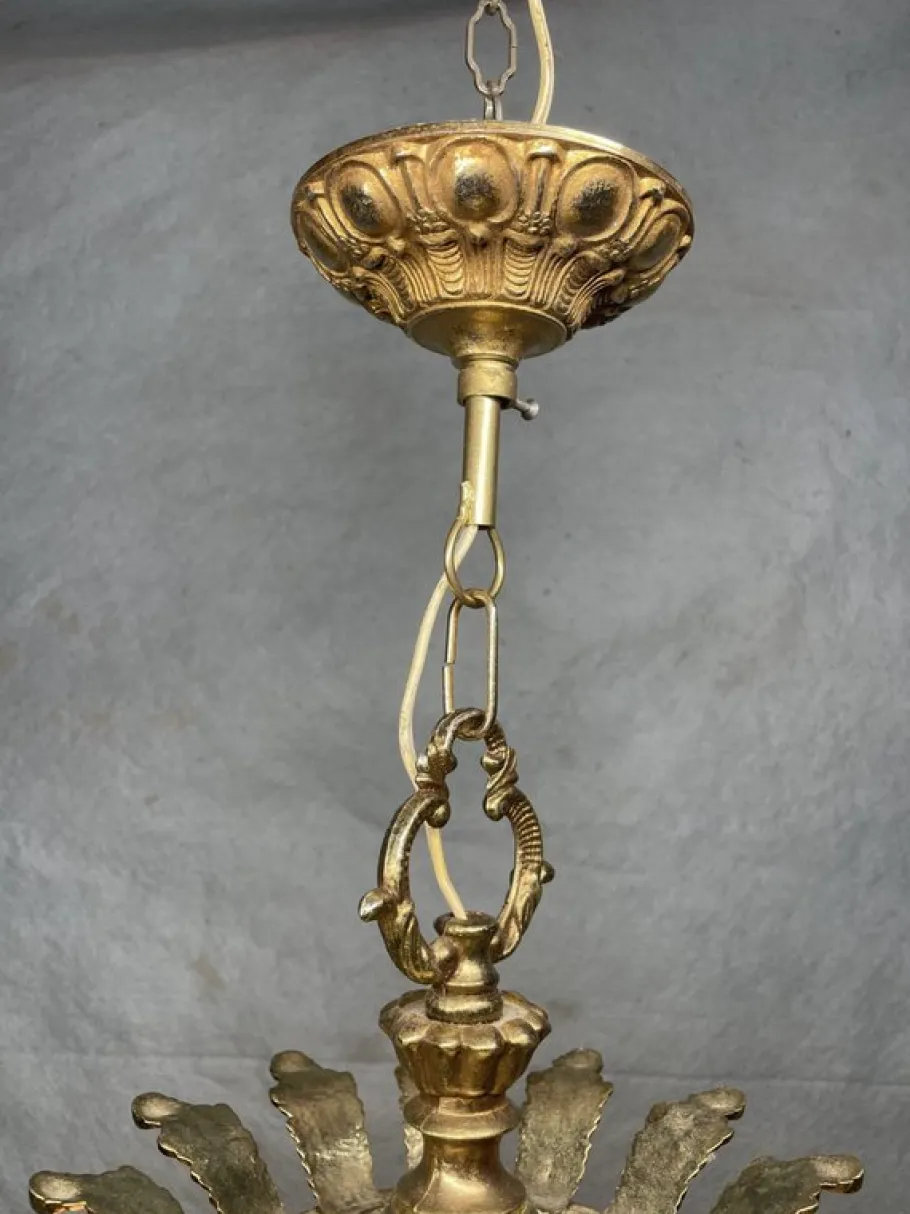 New Pamono Art Deco French Frosted Glass Pendant Light, 1930s