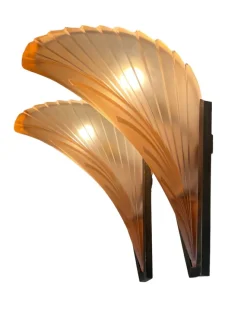 Discount Pamono Art Deco French Geometric Frosted Glass Wall Sconces, 1930s, Set of 2