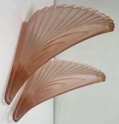 Discount Pamono Art Deco French Geometric Frosted Glass Wall Sconces, 1930s, Set of 2