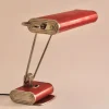 Clearance Pamono Art Deco French Red Chrome Table Lamp by Eileen Gray for Jumo, 1940s