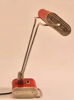 Clearance Pamono Art Deco French Red Chrome Table Lamp by Eileen Gray for Jumo, 1940s