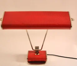 Clearance Pamono Art Deco French Red Chrome Table Lamp by Eileen Gray for Jumo, 1940s