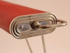 Clearance Pamono Art Deco French Red Chrome Table Lamp by Eileen Gray for Jumo, 1940s