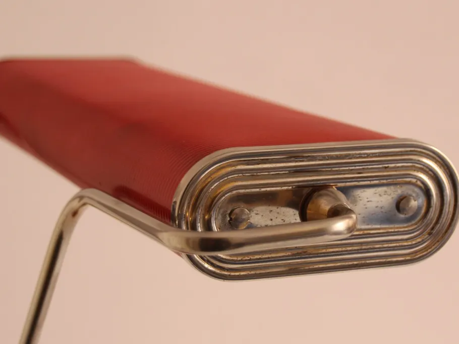 Clearance Pamono Art Deco French Red Chrome Table Lamp by Eileen Gray for Jumo, 1940s