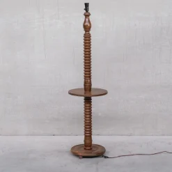 Clearance Pamono Art Deco French Turned Oak Floor Lamp