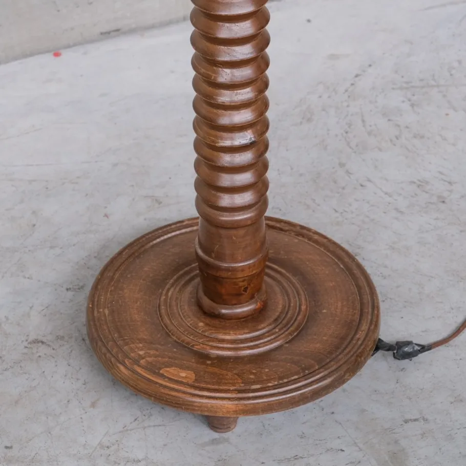 Clearance Pamono Art Deco French Turned Oak Floor Lamp