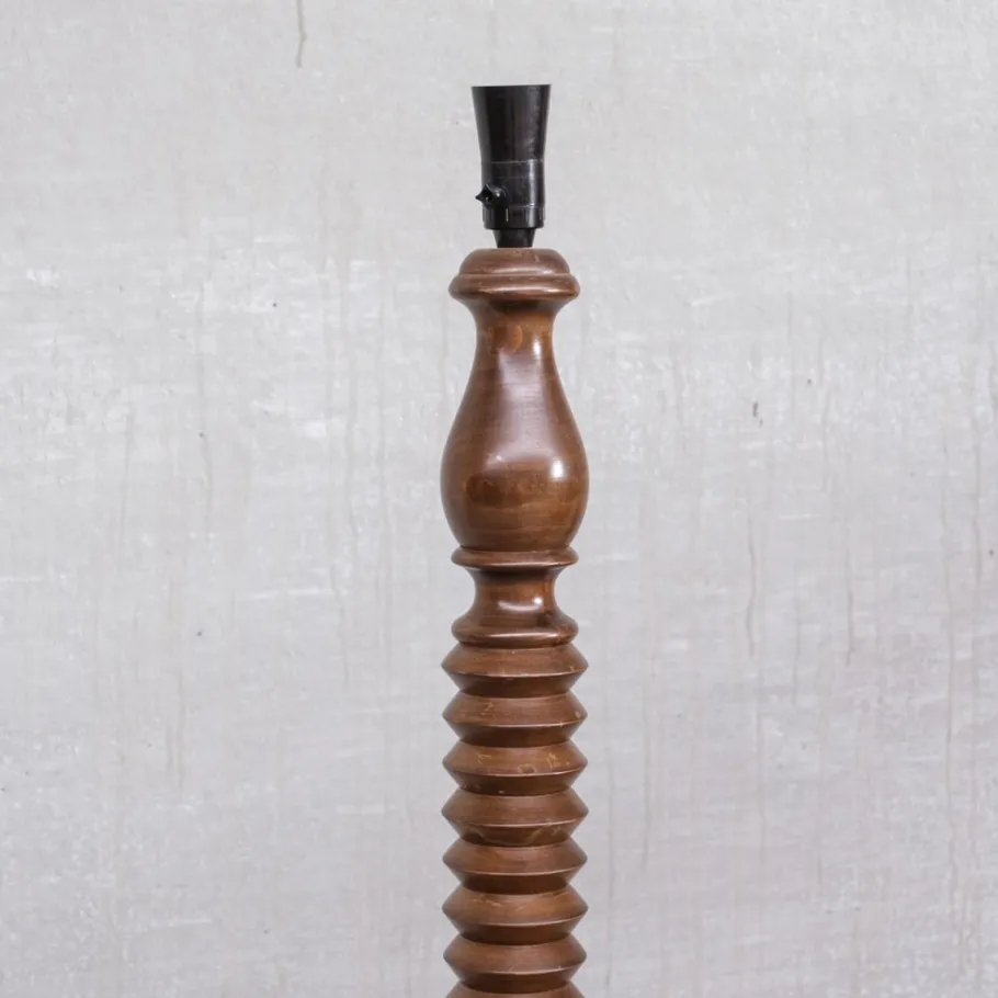 Clearance Pamono Art Deco French Turned Oak Floor Lamp