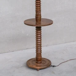 Clearance Pamono Art Deco French Turned Oak Floor Lamp