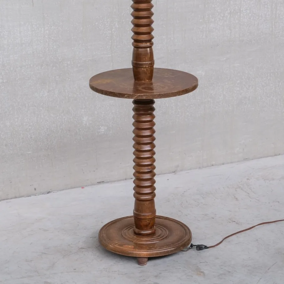 Clearance Pamono Art Deco French Turned Oak Floor Lamp